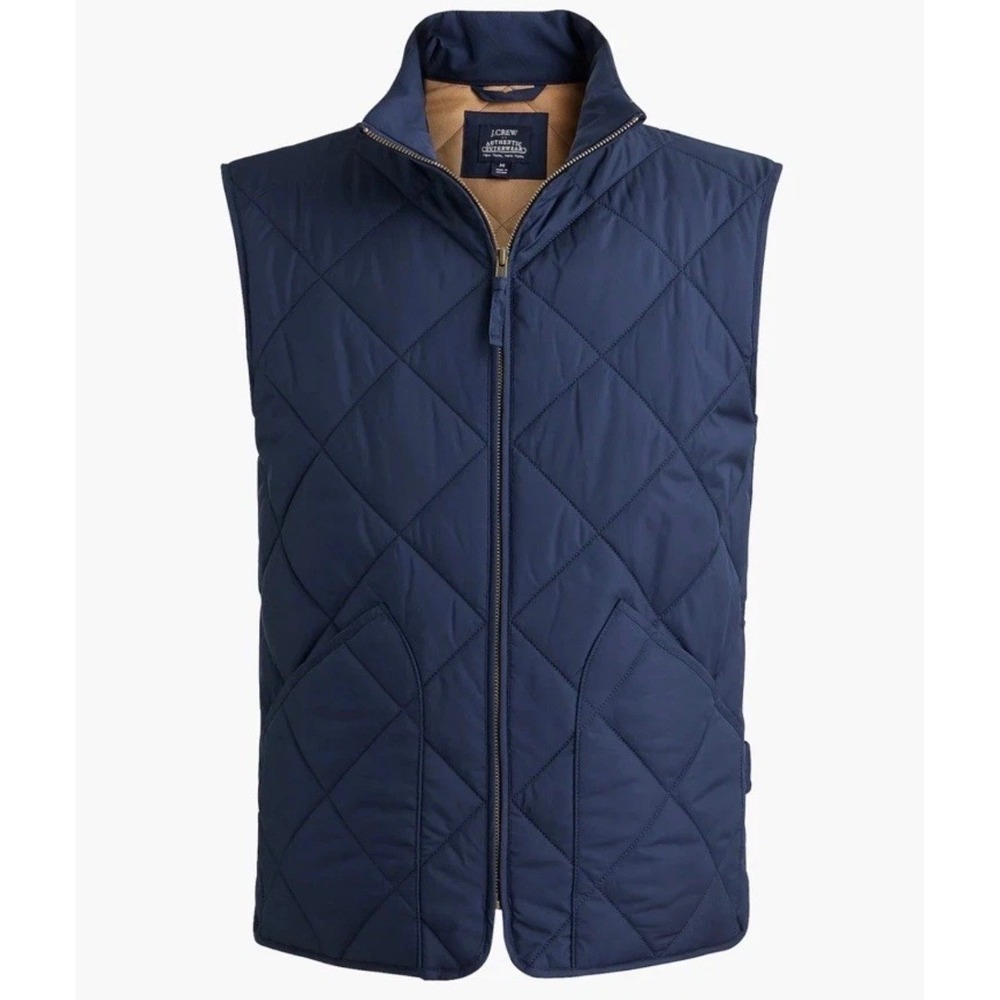 J.Crew Walker vest Quilted Vest Mens Large Navy Blue Full Zip Re-Imagined L